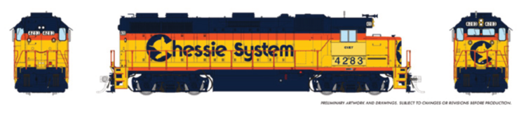 Rapido Trains HO EMD GP39 (DC/DCC/Sound): CSX - Chessie Patch: #4293