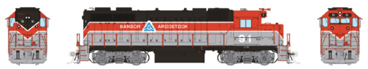 Rapido Trains HO EMD GP38 w/ext cab (DC/DCC/Sound): BAR - Red/Grey/Black: #93