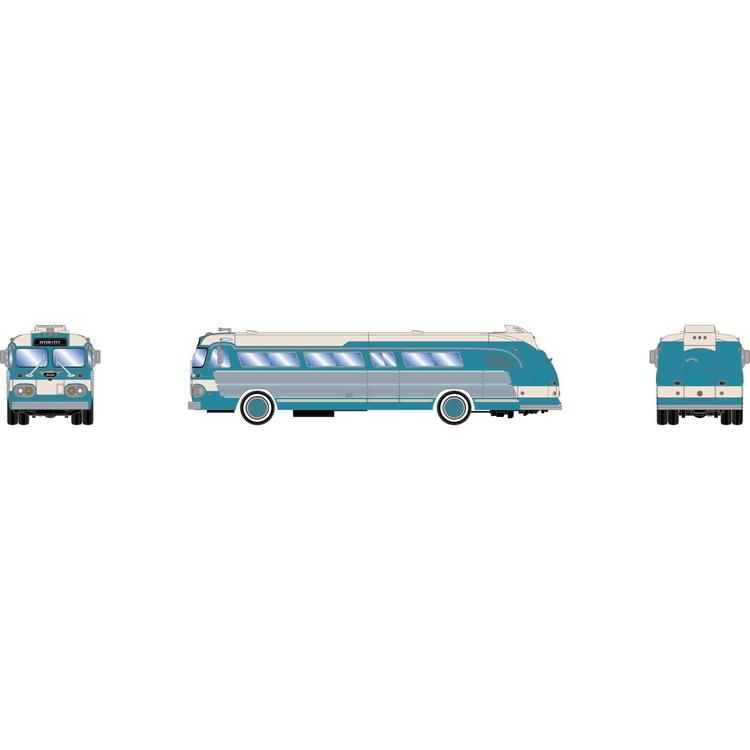 Athearn HO RTR Intercity Bus, Teal &amp; Cream