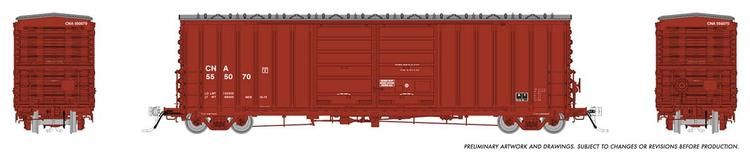 Rapido Trains HO PC&amp;F B-70-69 Boxcar : Canadian National #555007