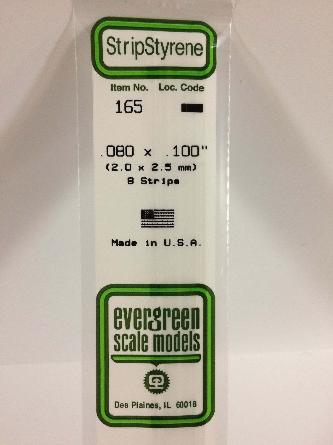 Evergreen Styrene Strip .080&quot;x.100&quot;