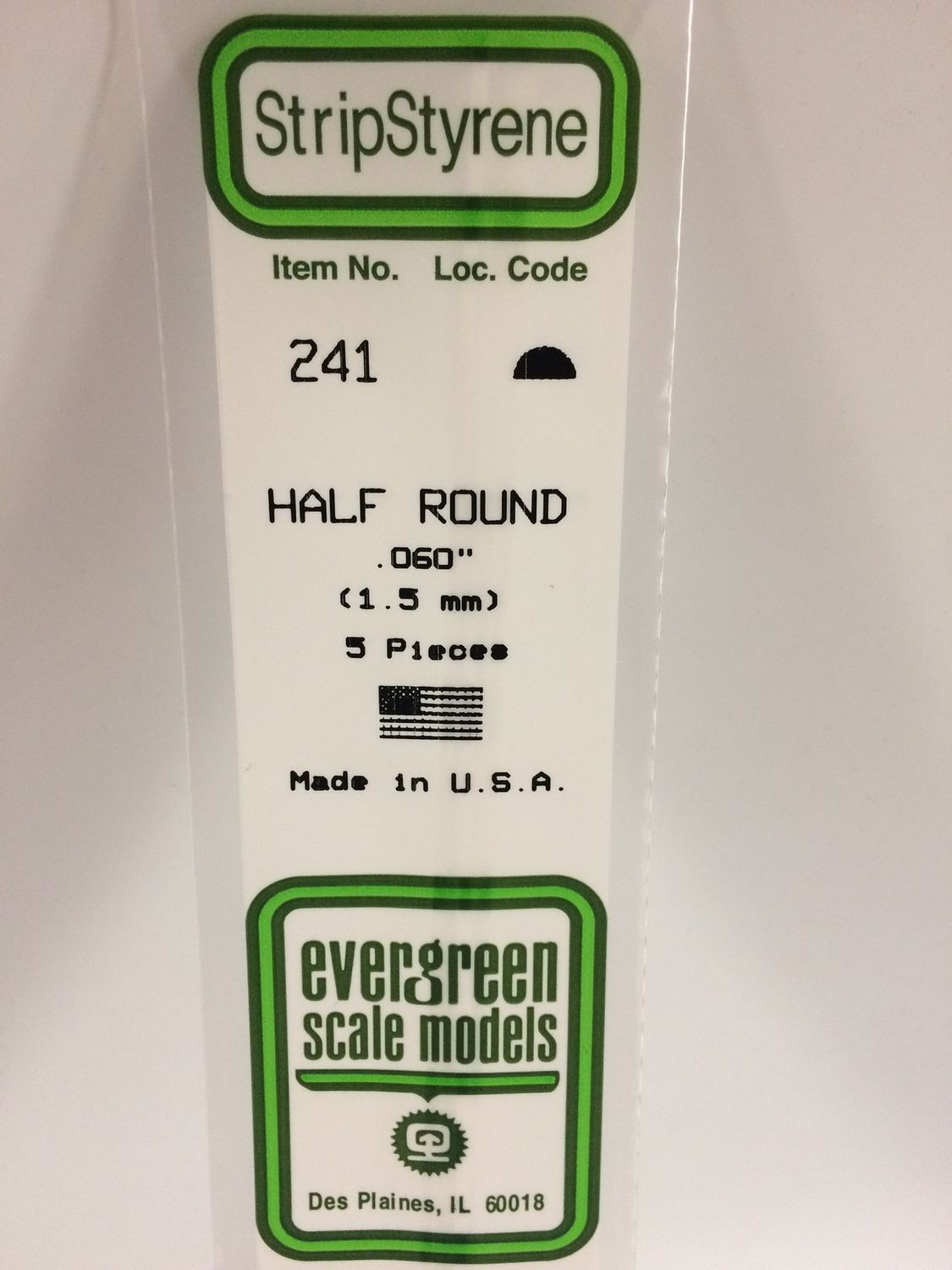 Evergreen Styrene Half Round .060&quot;