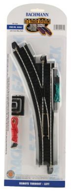 Bachmann HO E-Z Track Turnout w/Steel Rail Track &amp; Black Roadbed - Left Hand Remote