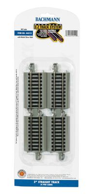 Bachmann HO E-Z Track Nickel Silver Straight Track - 3&quot;  7.6cm pkg(4)