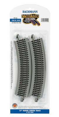 Bachmann HO E-Z Track Curved Track w/Nickel Silver Rail &amp; Gray Roadbed - 15&quot; Radius pkg(4)