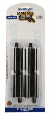 Bachmann HO E-Z Track 3&quot; Straight Track w/Steel Rail &amp; Black Roadbed pkg(4)