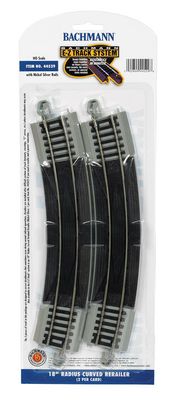 Bachmann HO E-Z Track 18&quot; Radius Curved Rerailer Nickel Silver Track 2pk