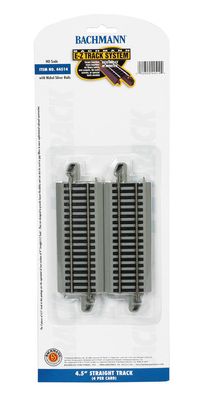 Bachmann HO E-Z Track Nickel Silver 4.5&quot; Straight Track 4pk
