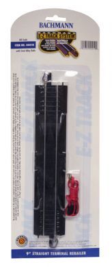 Bachmann HO E-Z Track 9&quot; Straight Terminal Steel Terminal Track Black Roadbed