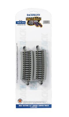 Bachmann HO E-Z Track Nickel Silver Half Section 22&quot; Radius Curved Track 4pk