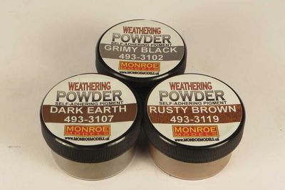 Monroe Model Grit &amp; Grime Weathering Powder Set - 1 Each: Grimy Black, Dark Earth, Rusty Brown