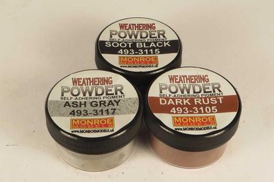 Monroe Model Grit &amp; Rust Weathering Powder Set - 1 Each: Soot Black, Ash Gray, Dark Rust