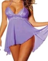 2pc Erotic Lite Purple Lace Babydoll Set - Large.