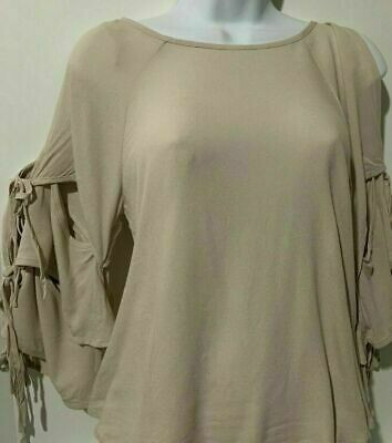 New With Tag Willow &amp; Root Oatmeal  Women Blouse Cold Shoulder Size M