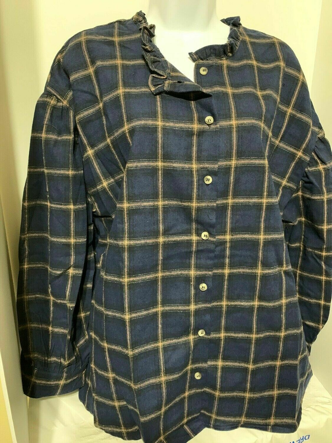 New With Tag Very J Size 1X Women Plaid Navy Blue