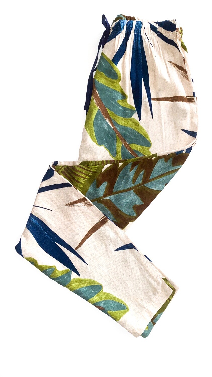 GREEN/BLUE LEAF CHILL PANTS - RAYON