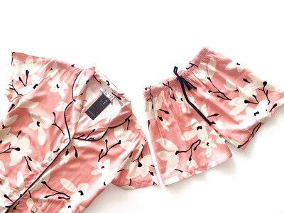 PINK FLOWER SHORTS SET - RAYON PINK FLOWER SHORTS SET - RAYON