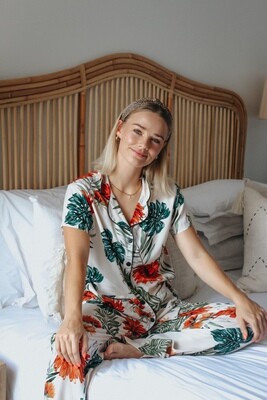 BEIGE BIG FLORAL SHORT LONG - RAYON BEIGE BIG FLORAL SHORT LONG - RAYON