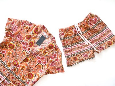 ORANGE BORDER SHORTS SET - RAYON ORANGE BORDER SHORTS SET - RAYON