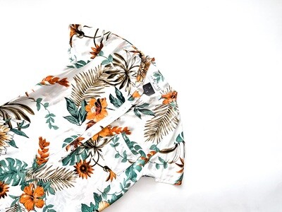 RUST FLORAL CHINESE COLLAR - RAYON (XS ONLY) RUST FLORAL CHINESE COLLAR - RAYON (XS ONLY)