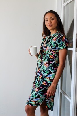 BLACK FLORAL CHINESE COLLAR - RAYON (XS ONLY) BLACK FLORAL CHINESE COLLAR - RAYON (XS ONLY)
