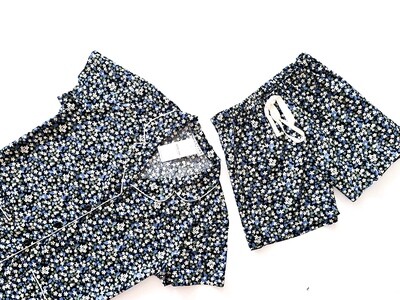 BLACK SMALL FLORAL SHORT SET - COTTON BLACK SMALL FLORAL SHORT SET - COTTON