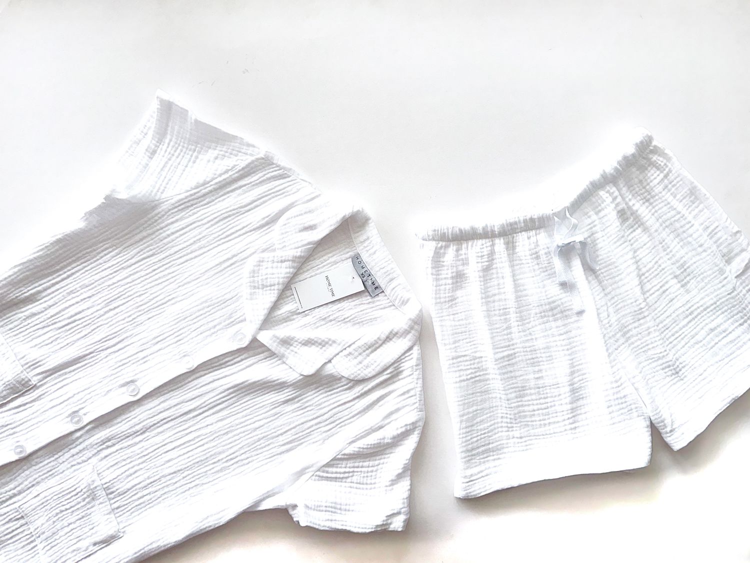 WHITE SHORT SET - CRINKLE COTTON (L ONLY)
