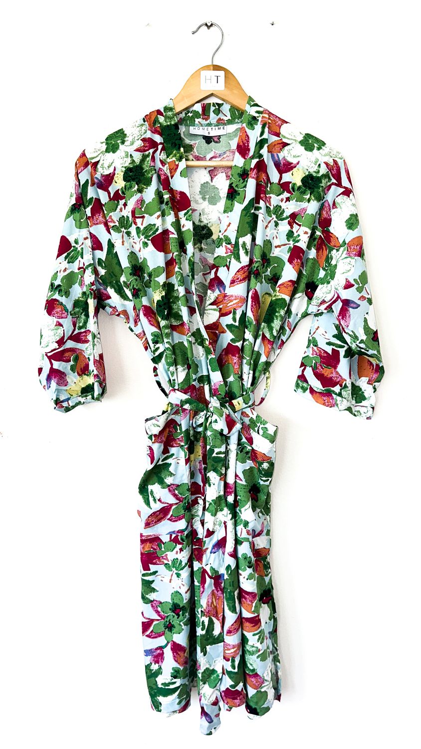 GREEN PINK FLORAL GOWN - RAYON (L ONLY)