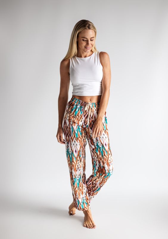 BROWN TEAL CHILL PANTS - RAYON BROWN TEAL CHILL PANTS - RAYON