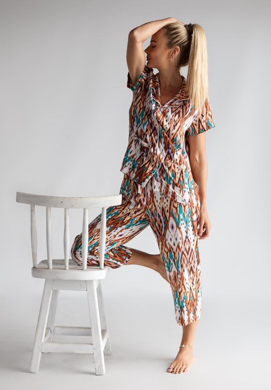 TEAL/BROWN 3/4 SET - RAYON (L ONLY) TEAL/BROWN 3/4 SET - RAYON (L ONLY)