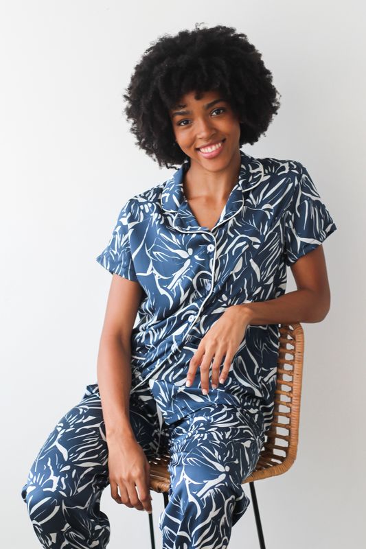 NAVY SHORT LONG - SATIN