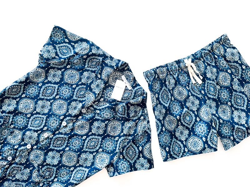 BLUE SHORT SET - INDIAN COTTON