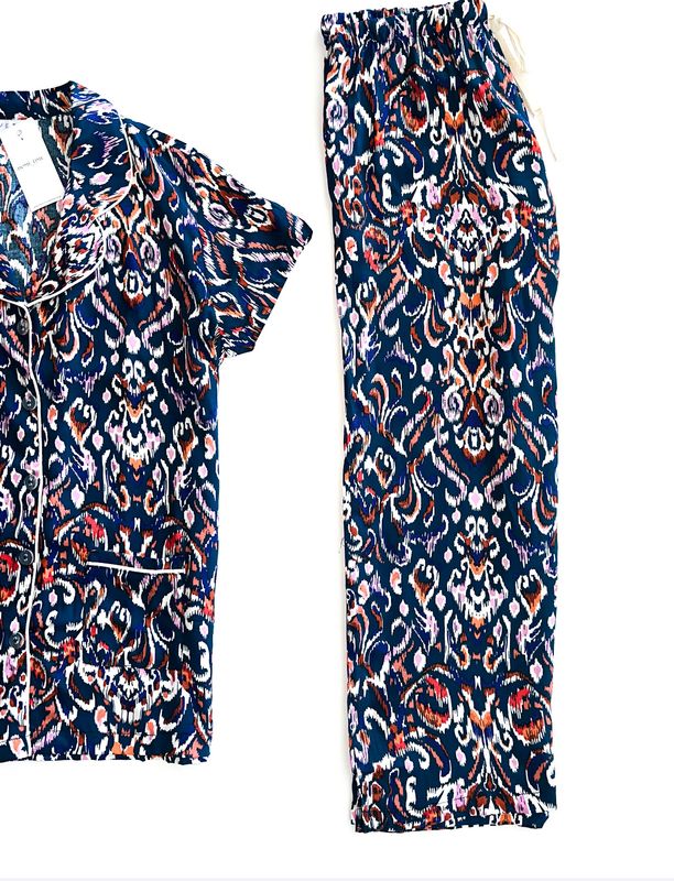 DARK TEAL PAISLEY 3/4 SET - RAYON (XS ONLY)