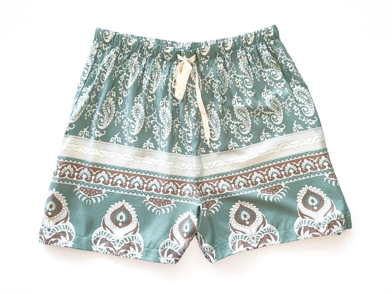 MINT BORDER BOXERS - RAYON