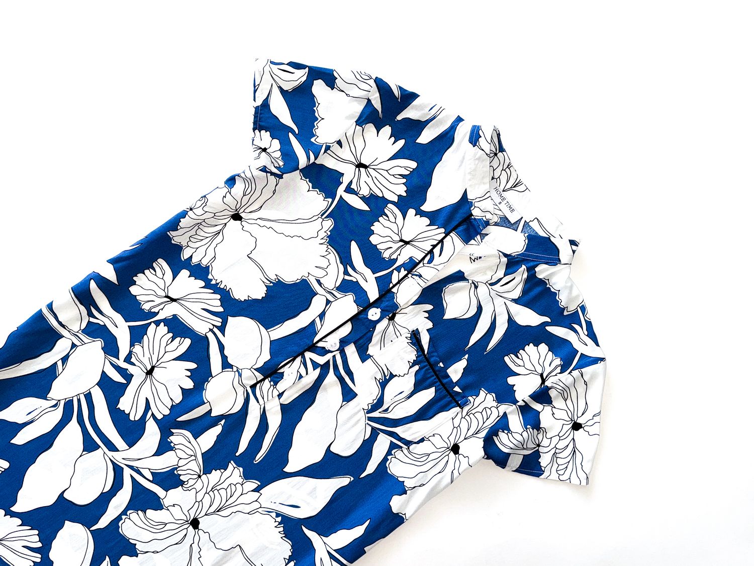 BLUE FLORAL CHINESE COLLAR - RAYON (XL ONLY)