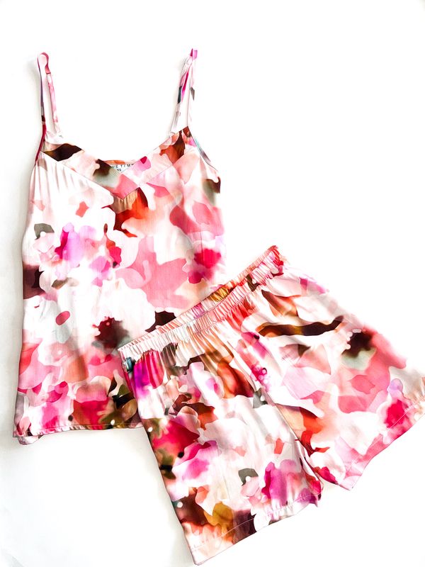 PINK FLORAL STRAPPY SET - RAYON/SATIN (XS)