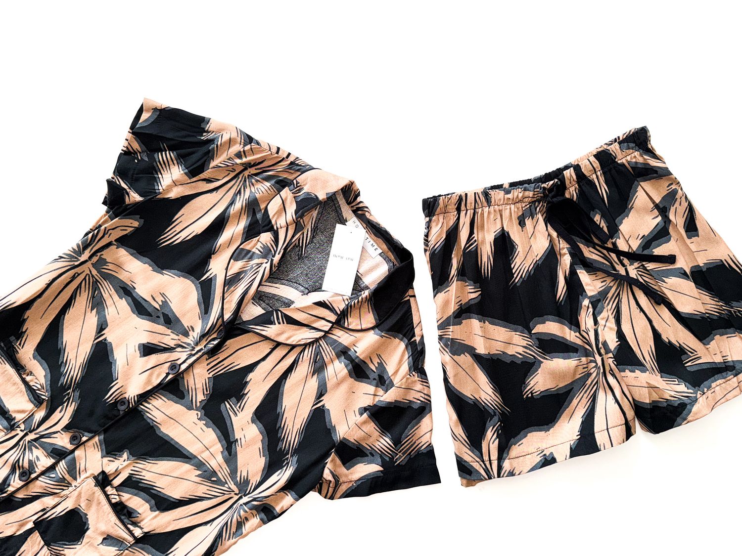 BLACK PALM SHORT SET - RAYON