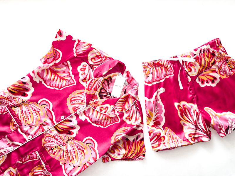 BRIGHT PINK SHORT SET - SATIN