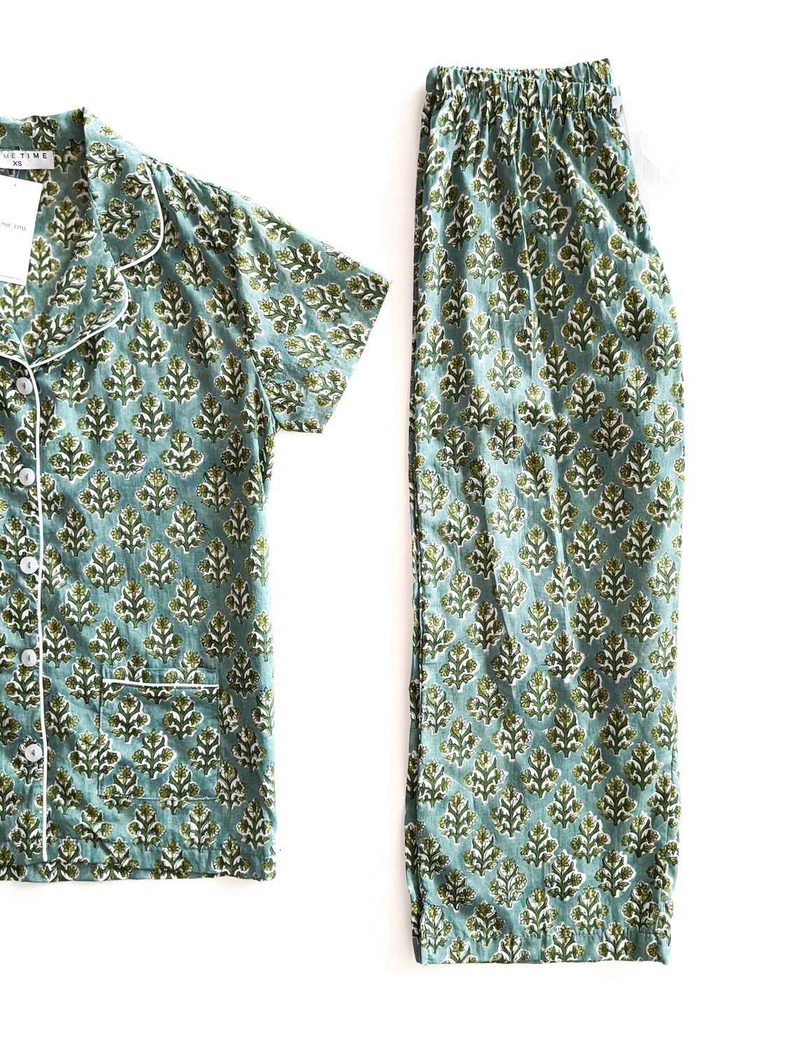 GREEN FLORAL 3/4 Set - INDIAN COTTON (M ONLY)