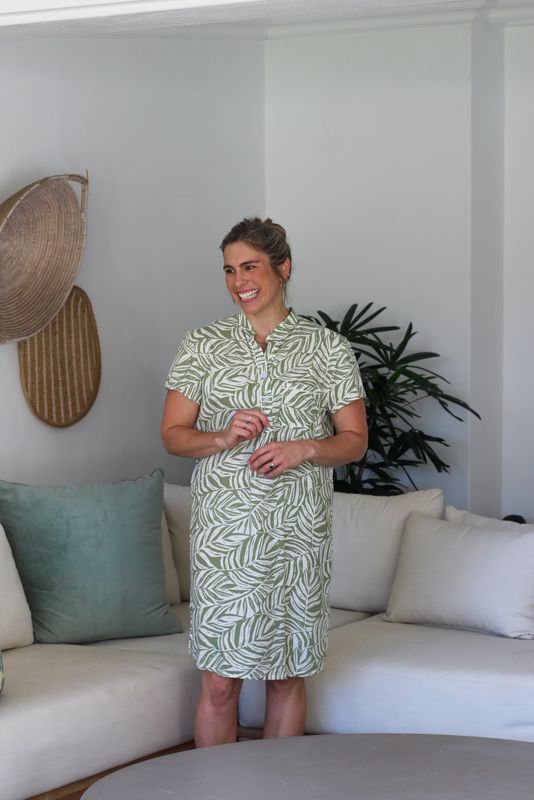 GREEN CHINESE COLLAR - RAYON