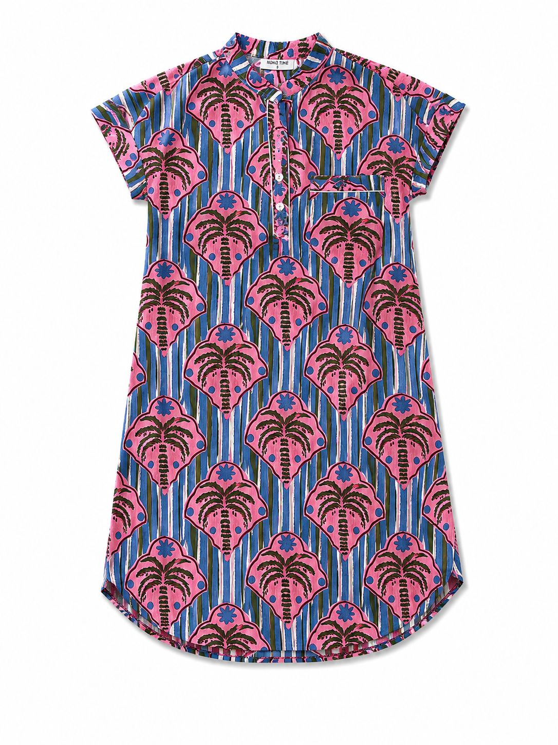 PINK PALM CHINESE COLLAR - INDIAN COTTON