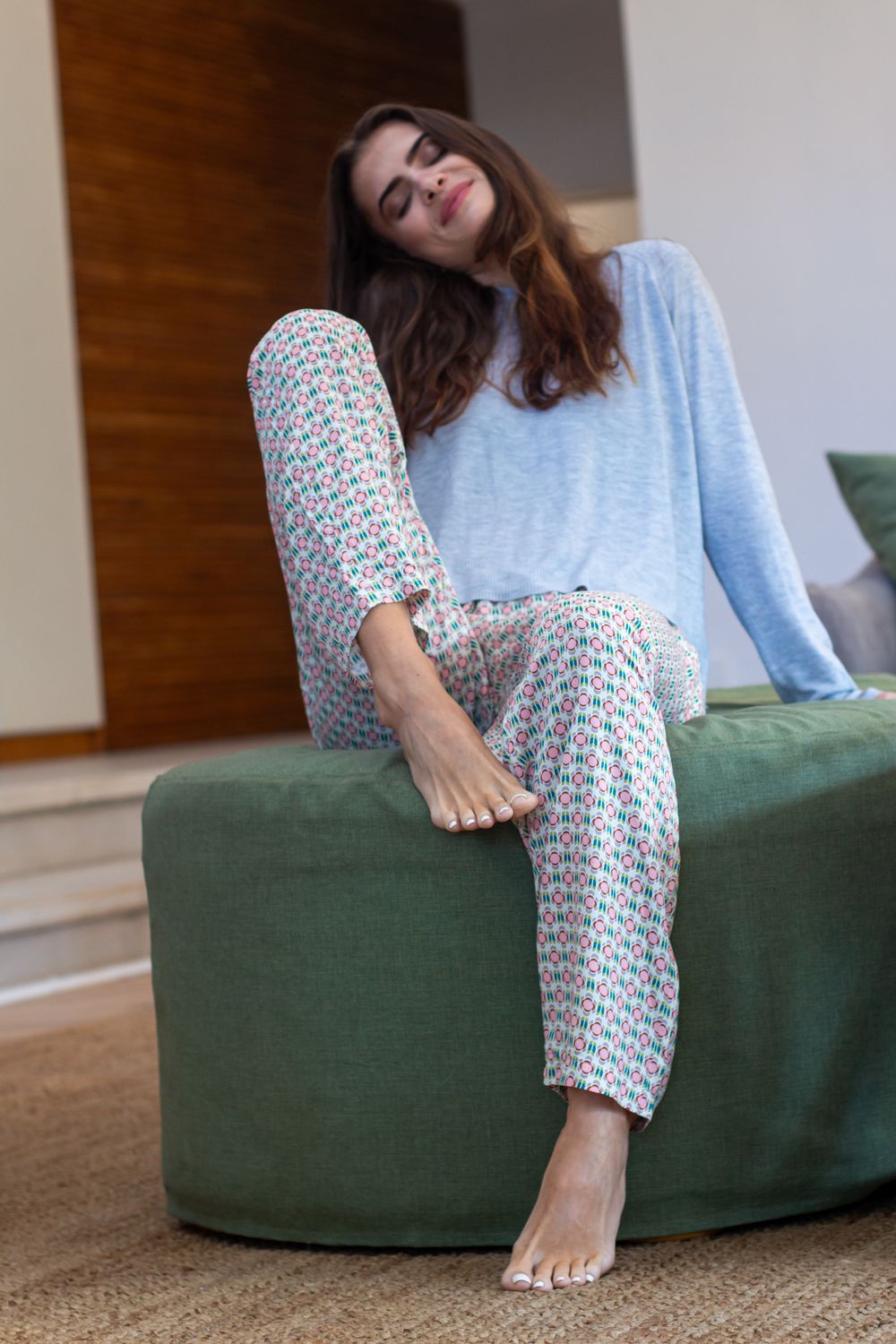 GREEN AND PINK CHILL PANTS - RAYON