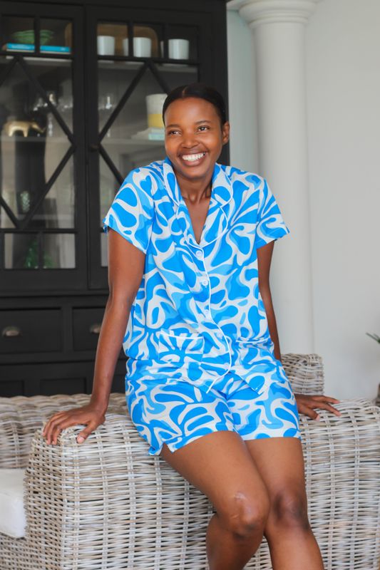 BLUE SHORT SET - RAYON