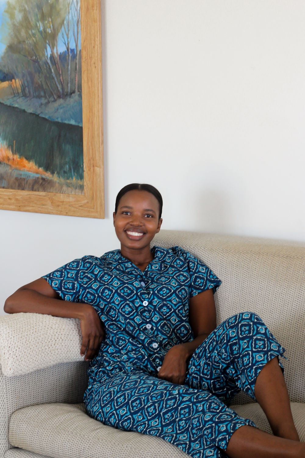 NAVY GEOMETRIC 3/4 Set - INDIAN COTTON