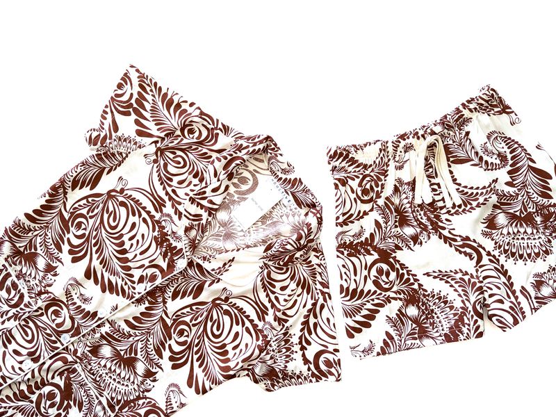 BROWN SHORT SET - RAYON