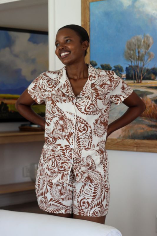 BROWN SHORT SET - RAYON