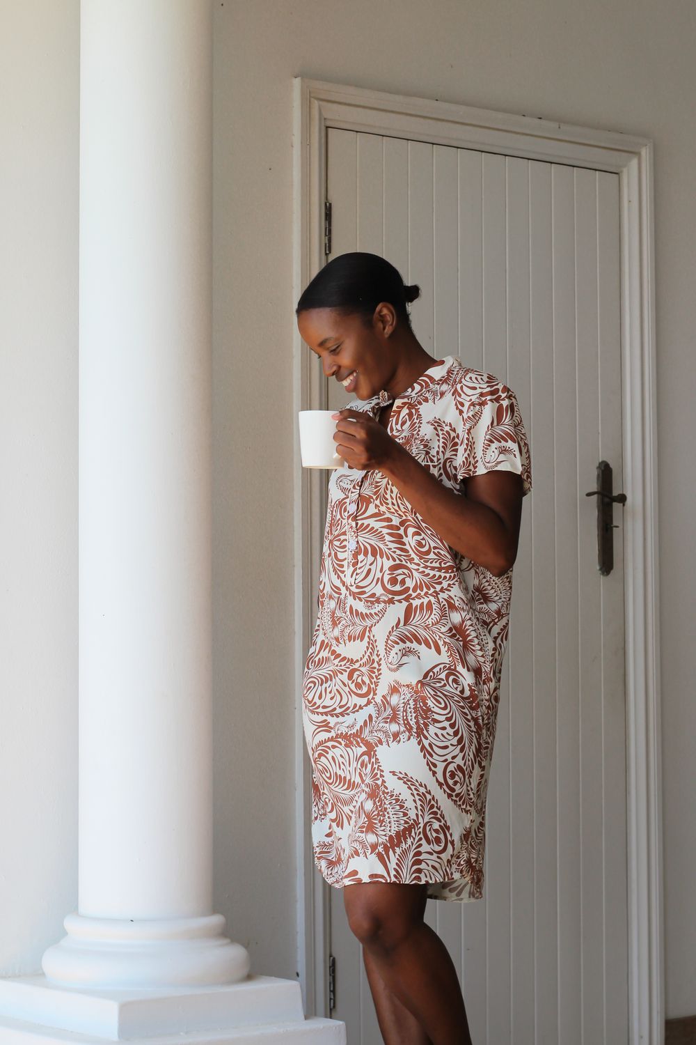 BROWN CHINESE COLLAR - RAYON