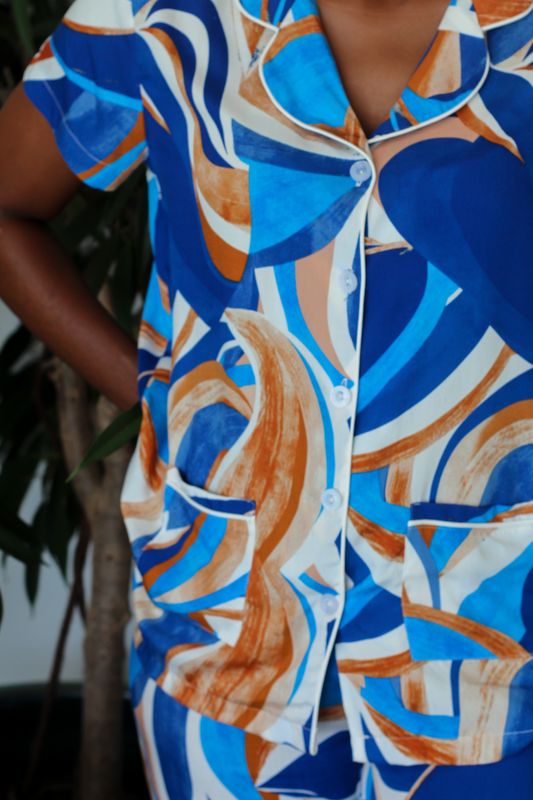 BLUE SWIRL SHORT LONG - RAYON
