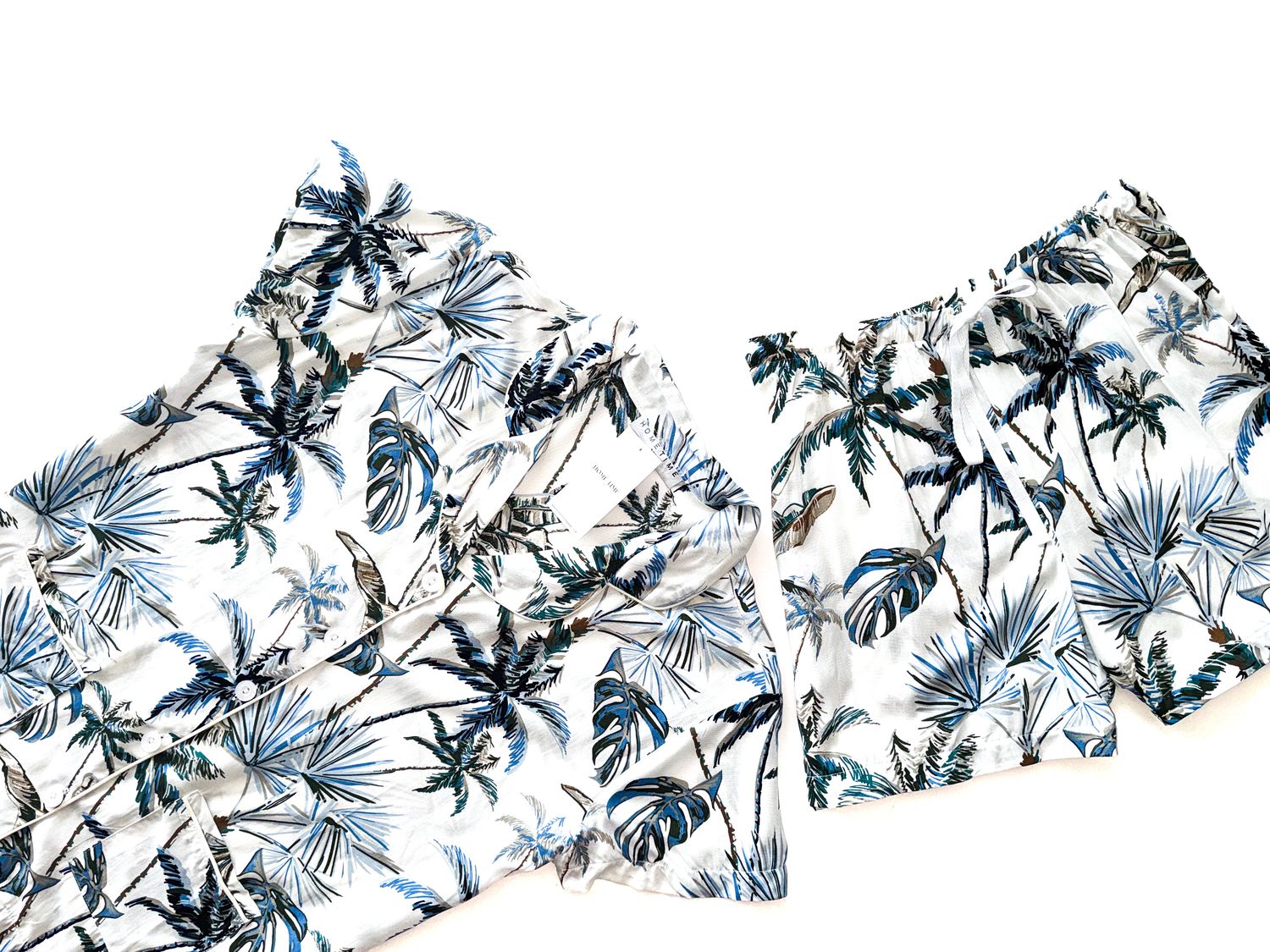 BLUE PALM SHORT SET - RAYON