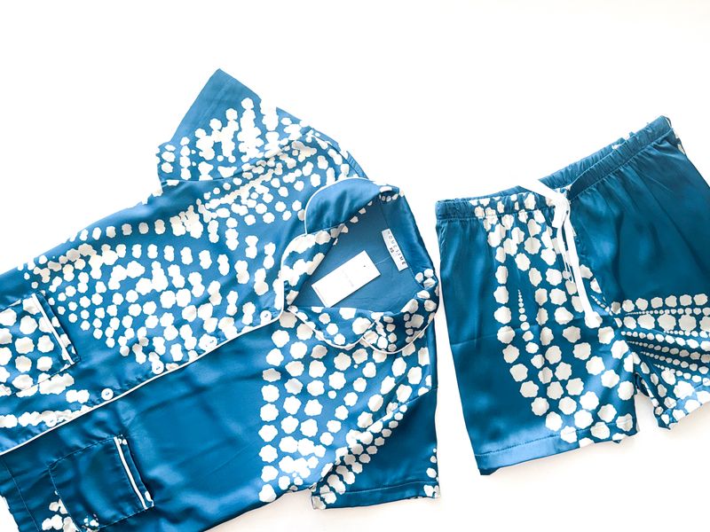 TEAL DOT SHORTS SET - SATIN